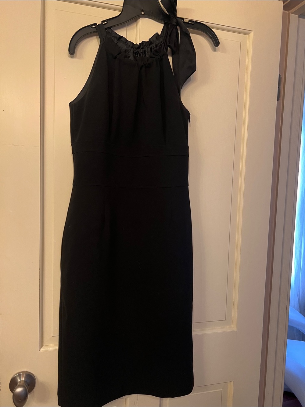 Ann Taylor Classic Black Halter Neck Tie Sleeveless Sheath Dress ZipSide Lined 4